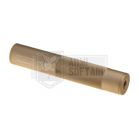 FMA SILENZIATORE IN ALLUMINIO 198 x 35 mm NAVY SEALS Silencer CW/CCW TAN FDE - FMA