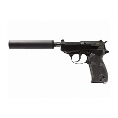 WE P38 K SHORT CORCA con SILENZIATORE GBB GAS BLOWBACK METAL NERA BLACK - WE